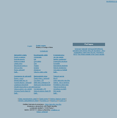 Web ministerstva zahraničních věcí s vypnutými obrázky